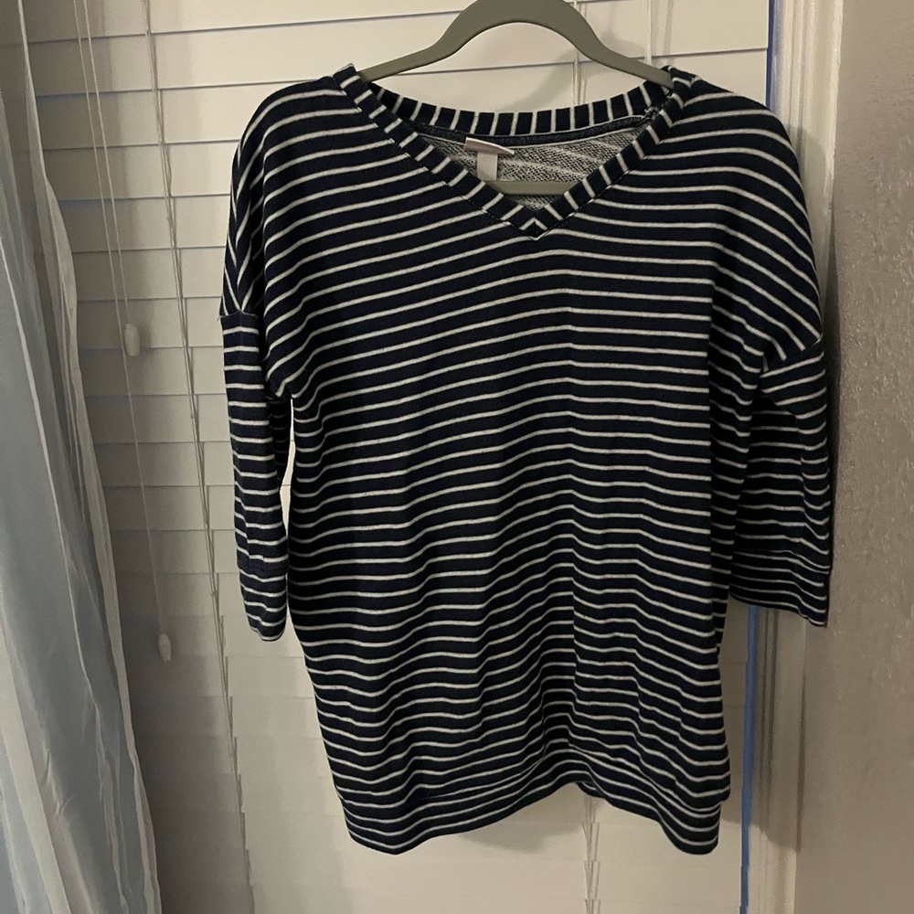 Isabel Maternity Navy and White Striped V-Neck Sweater